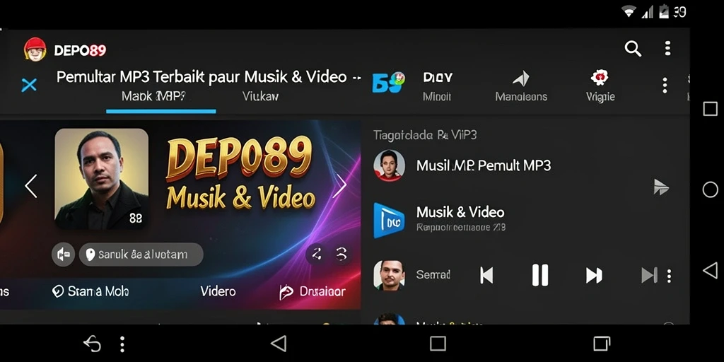 Tampilan antarmuka DEPO89 untuk Pemutar MP3 yang canggih dan intuitif.