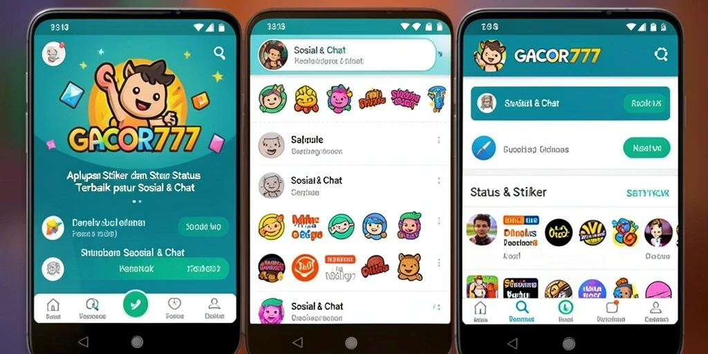 Antarmuka aplikasi GACOR777 dengan koleksi stiker menarik.