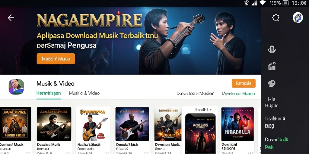 Tampilan antarmuka aplikasi NAGAEMPIRE untuk Download Musik yang menarik.