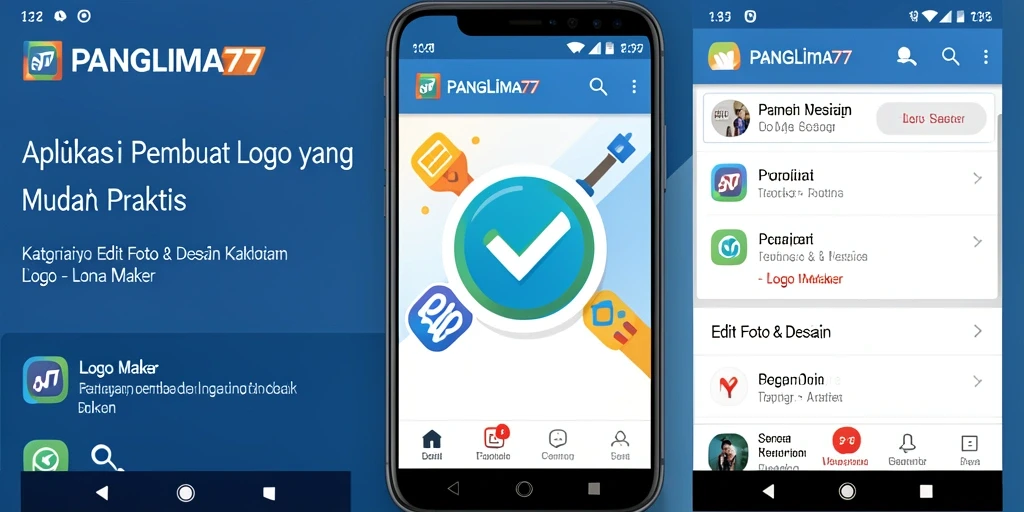 Antarmuka intuitif PANGLIMA77 untuk pembuatan logo yang menarik.